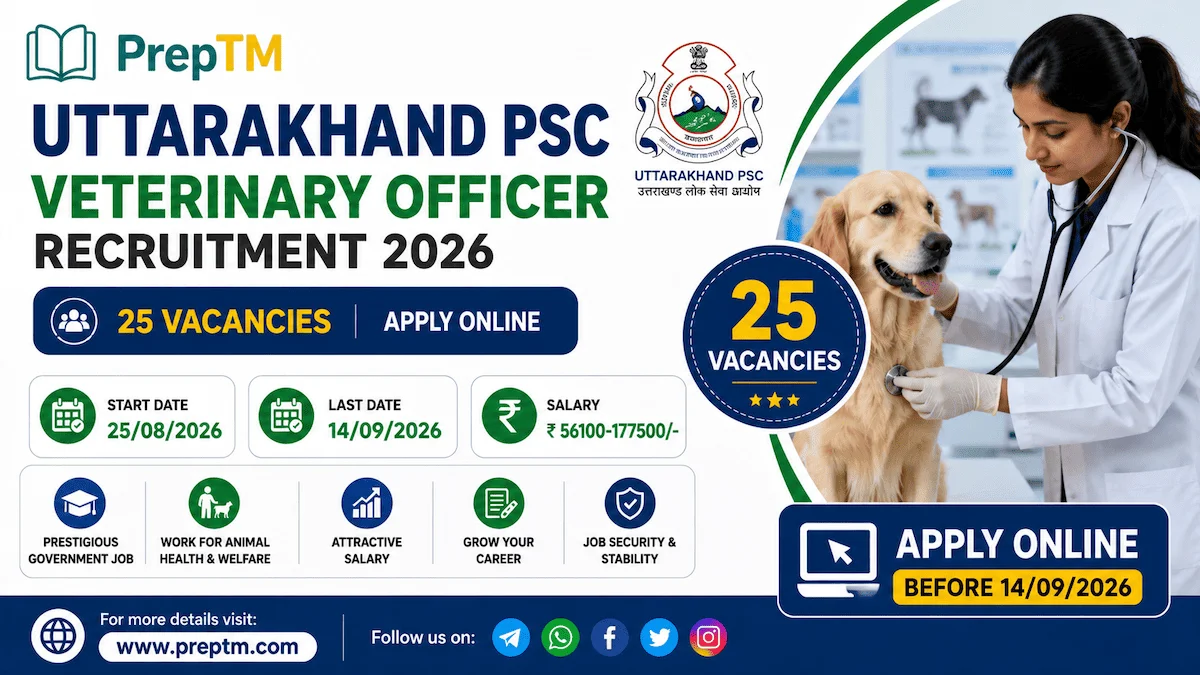 Uttarakhand PSC Veterinary Officer Recruitment 2026: 25 Vacancies, Apply Online